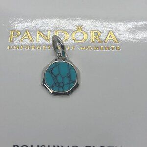 ✨🔥Pandora Turquoise-colored Engravable Mini Medallion Charm